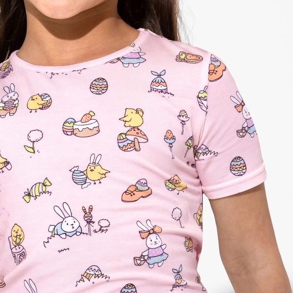 NWT Bellabu Bear Bamboo Pink Easter Bunny 2-Pc Short Pajama Set, Sz 3T - Picture 3 of 5